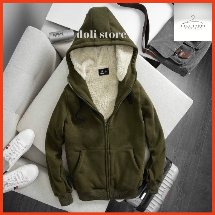 Áo khoác nỉ lót lông,áo hoodie nam nữ unisex 5 màu thời trang mặc đẹp chuẩn form dáng, thời trang DOLI STORE1