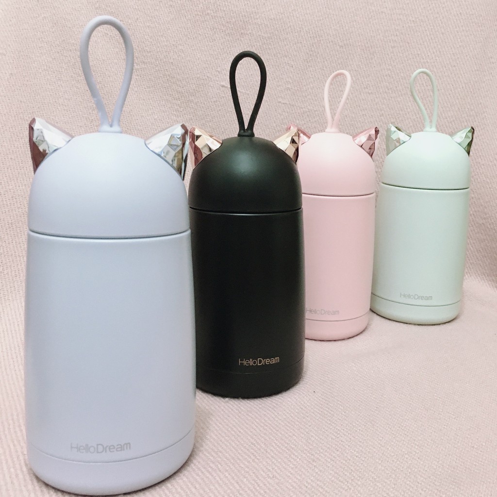Bình giữ nhiệt tai mèo Hello dream dễ thương dung tích 330ml inox 304 giữ nhiệt 15h