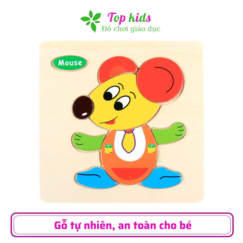Trò chơi xếp hình gỗ tranh 3d combo 10 ảnh đồ chơi trẻ em phát triển trí thông minh cho bé từ 1 đến 2 tuổi TOPKIDS