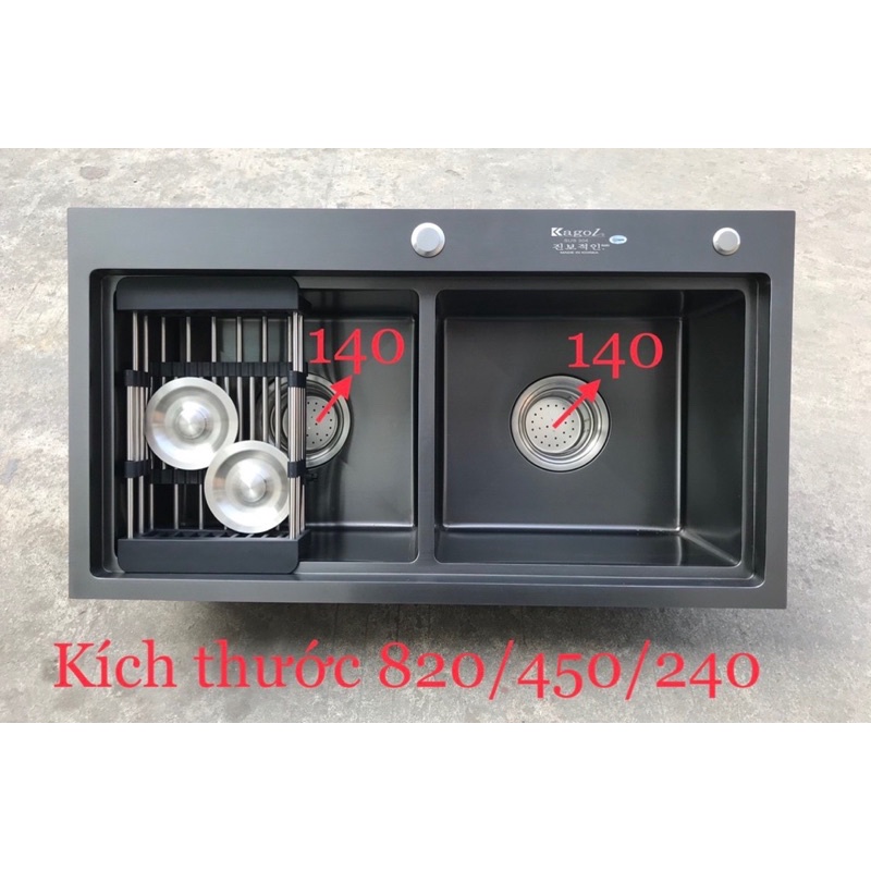 Chậu rửa bát inox mạ nano Kagol bậc thang