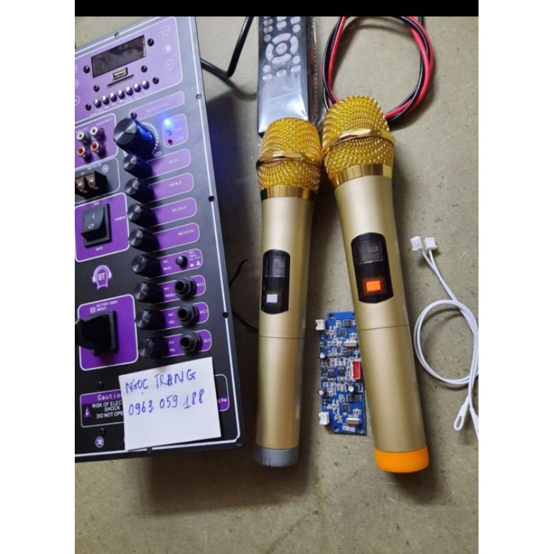 Trọn Bộ Mạch Loa Kéo 1 Kênh Kèm 2 Tay Micro Không Dây Cho Bass 20- 30-40-