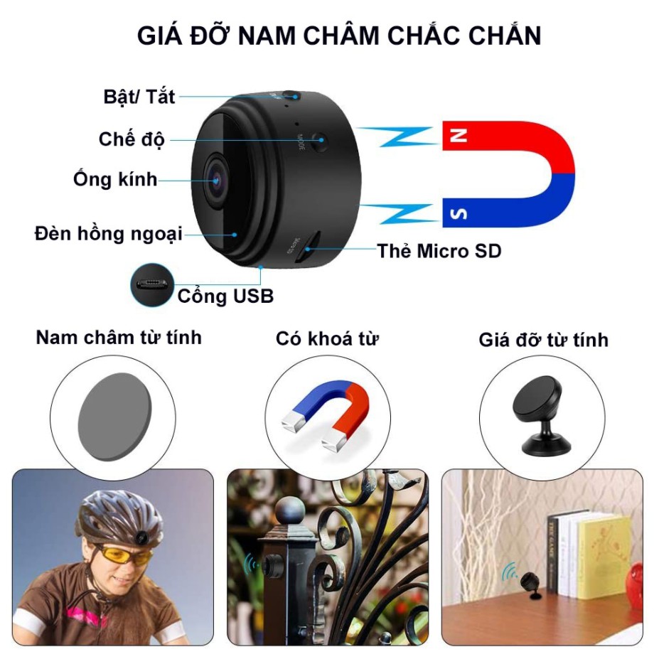 Camera Chống Chộm, IP Wifi 1080P Máy Quay Phim An Ninh Gia Đình Không Dây, Tích Hợp Pin - Bảo Hành 6 Tháng | BigBuy360 - bigbuy360.vn