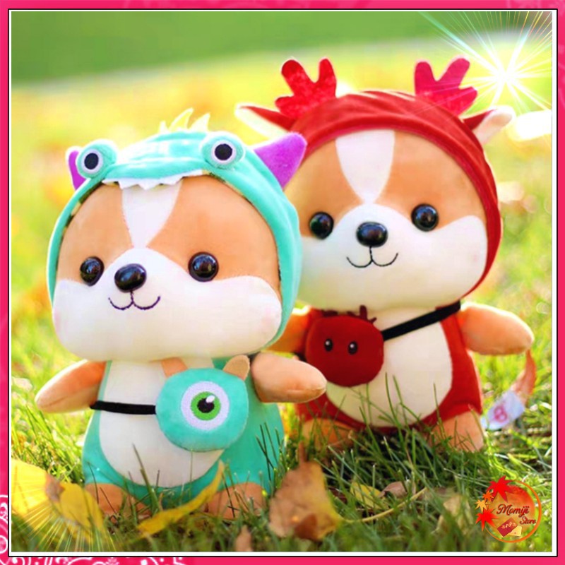 Gấu Bông Gối Ôm Chó Shiba Cosplay Size 25cm Cún Con Đáng Yêu Quà Tặng Cute Vải Co Dãn 4 Chiều