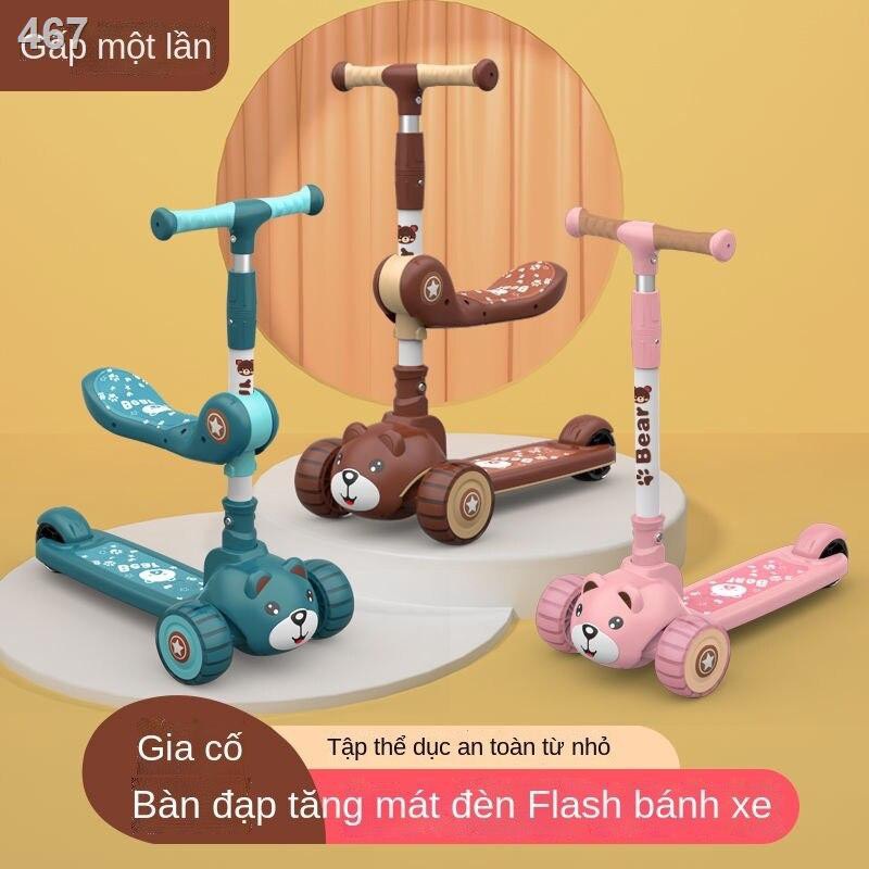 Xe trượt Scooter Gấu Có Nhạc Và Đèn Phát Sáng Xe Scooter Cho Bé Đa Năng, Bảo Hành 1 Đổi 1, Xe Scooter Chòi Chân Cao Cấp