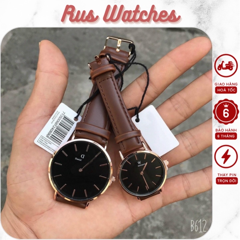 Đồng Hồ Nam Nữ PW Dây Da Cao Cấp In Logo Mặt Nét Sang Trọng