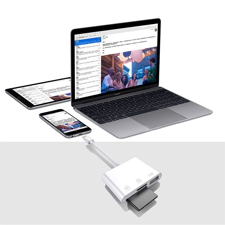 Đầu Đọc Thẻ Nhớ 3 Trong 1 Cho ip tablet táo Ios 13