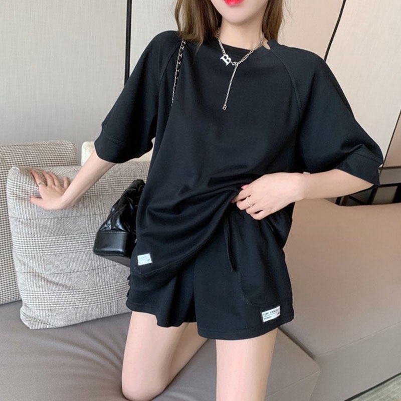 Set Đồ Thể Thao Ngắn Tay Form Rộng Thiết Kế Mới Thời Trang Theo Phong Cách Hàn Quốc Cho Nữ