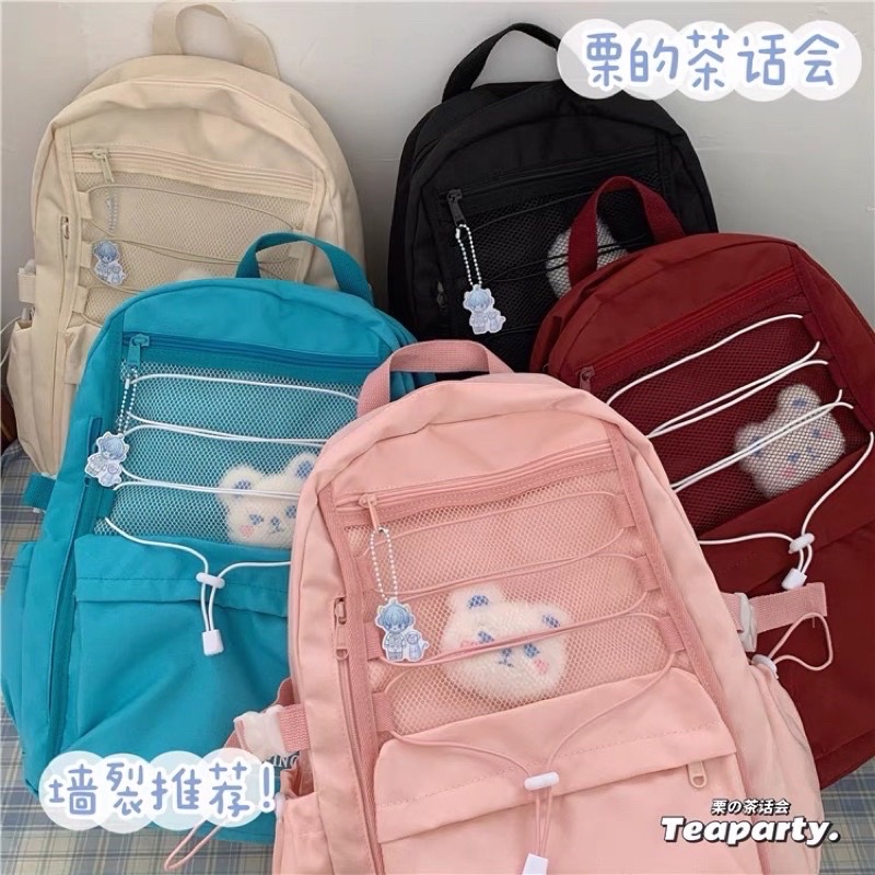 Balo Logo DAPINGJIA dây lưới Ulzzang đi học không thấm nước