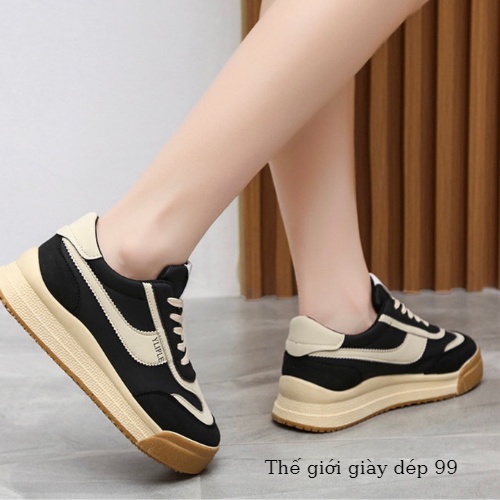 Giày thể thao nữ sneaker, giày nữ màu đen và nâu đế bằng mẫu xinh xắn hottrend 2021 | BigBuy360 - bigbuy360.vn