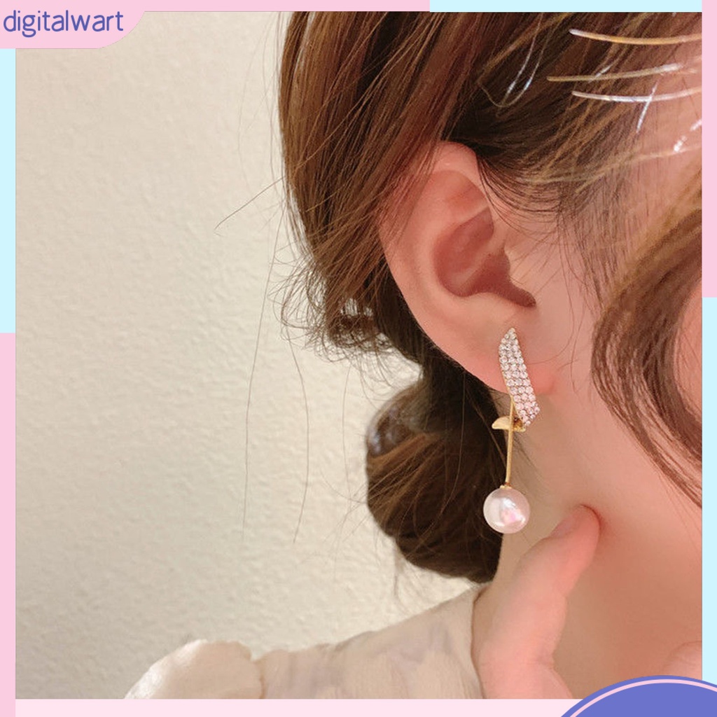 Đôi bông tai dáng rơi họa tiết hình học đính ngọc trai thời trang cho nữ