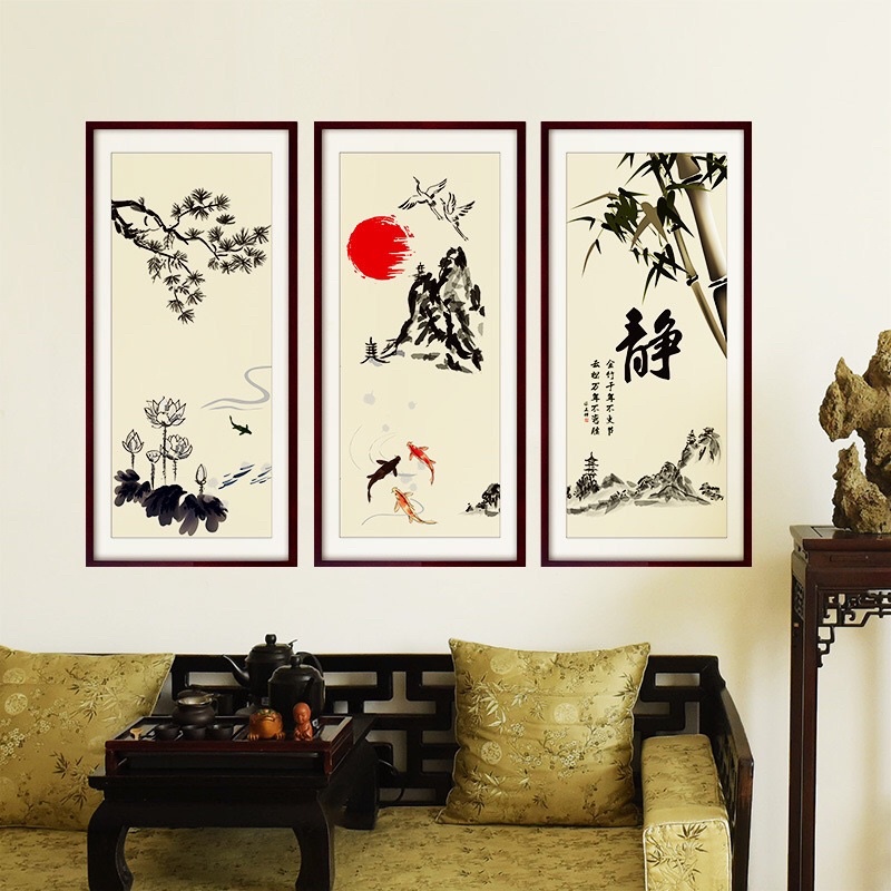 Decal dán tường khung tranh phong cảnh trang trí phòng khách