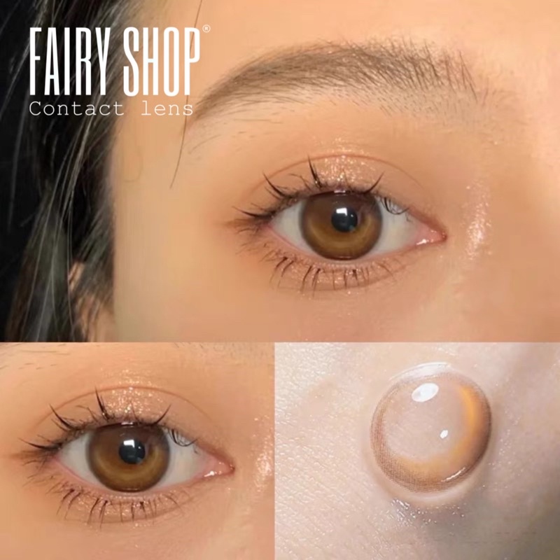 Kính Áp tròng Cherry Moon Brown 14.0mm  - Lens Phủ Bóng Glowy FAIRY SHOP CONTACT LENS - Lens Trăng Khuyết