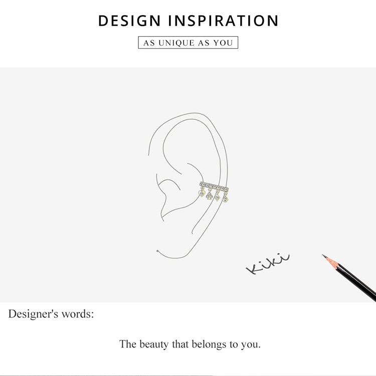 BAMOER 1 Khuyên Vành Tai bạc 925 Hình Lá Bài Poker SCE1075