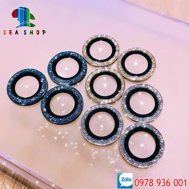 Mắt bảo vệ Camera vân Nhũ cho iPhone 11, 12, 12 Pro Max -Chất liệu TITAN-Không gây yếu sóng-Kính cường lực full màn