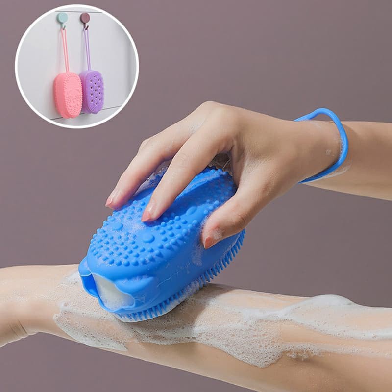 Bông Tắm Bọt Biển Silicon Hình Chuột Dễ Thương Có Gai Kì Cọ Massage Chà Lưng Miếng Mút Tạo Bọt 2 Mặt Lông Siêu Mềm