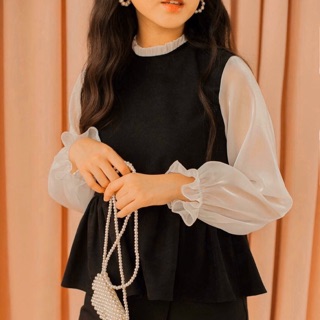 Áo phối tay organza