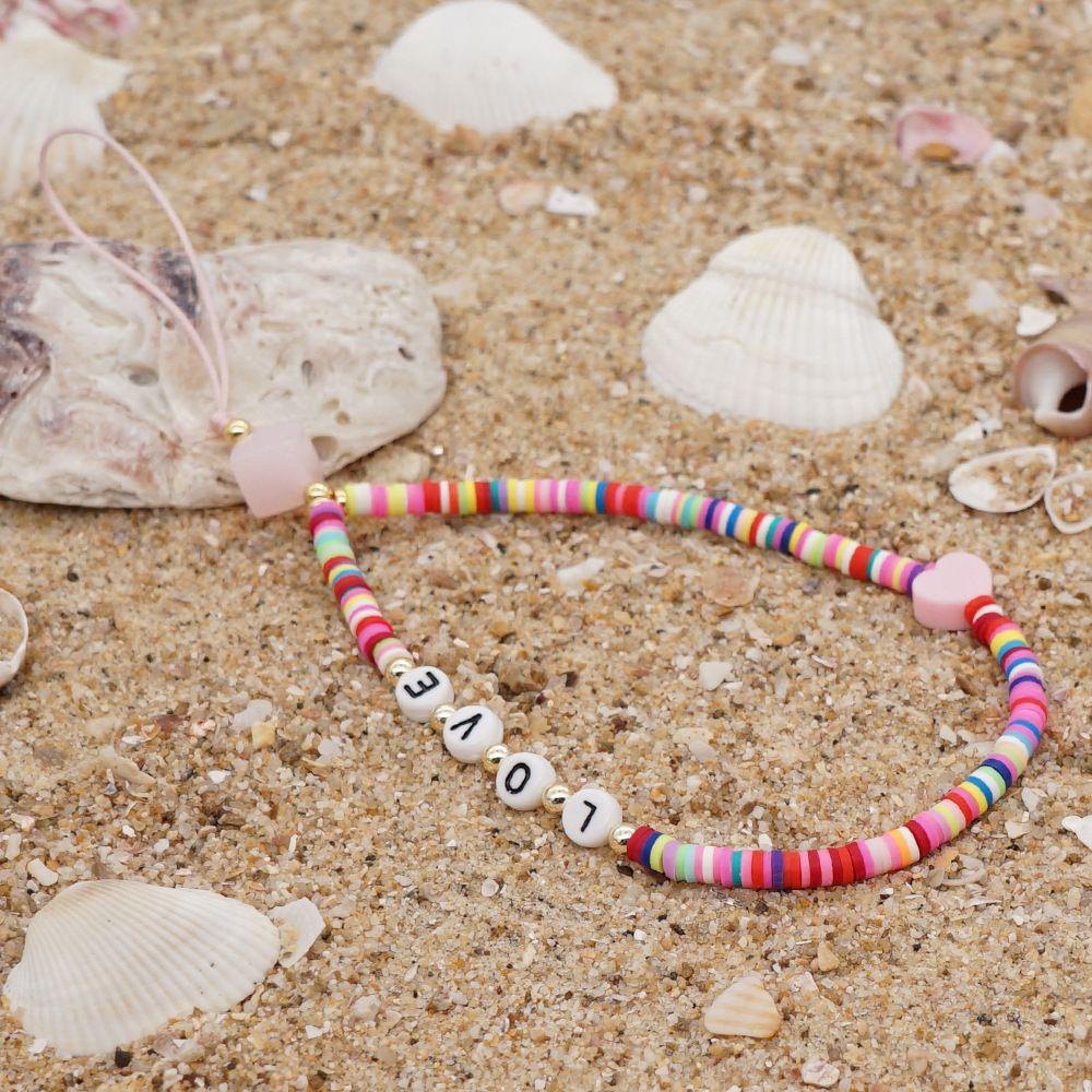 Dây Đeo Điện Thoại Xâu Hạt Chống Thất Lạc Hình Trái Tim Phong Cách Bohemia