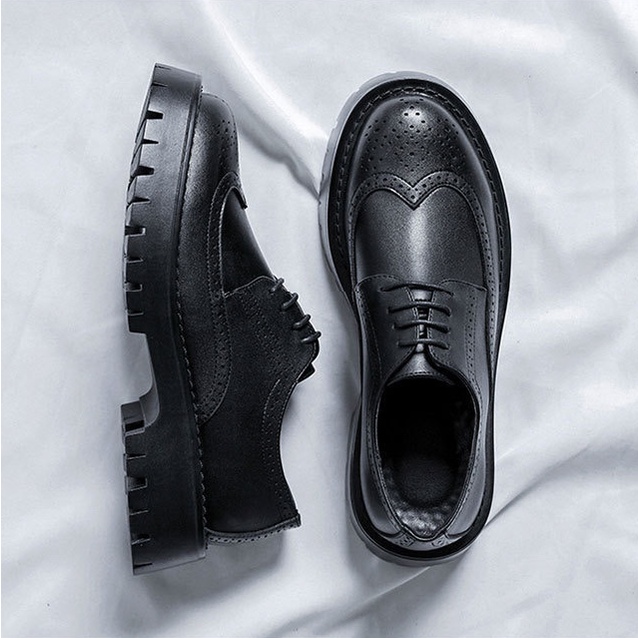 Giày da nam HOMME cổ điển, Giày Oxfords đế cao su nguyên khối 3cm thiết kế kiểu Anh 21279-R