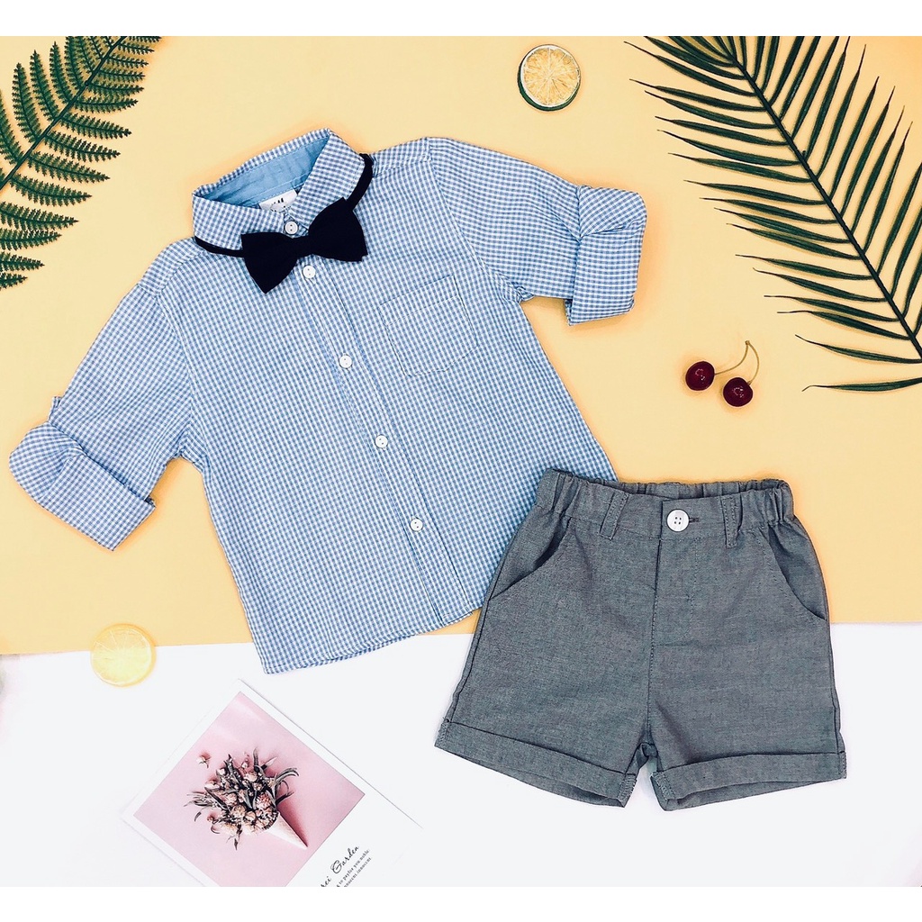 Set công tử 3 chi tiết kèm nơ dư xịn HM cho bé trai 1-6T