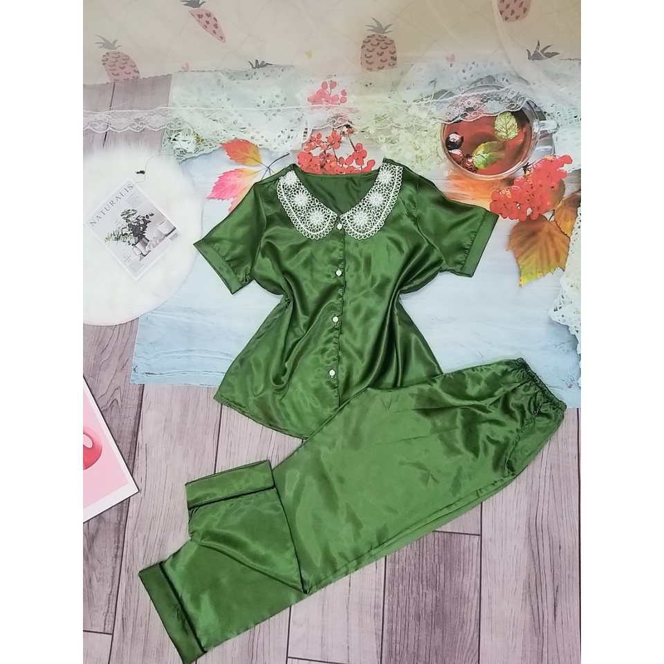 Đồ Bộ Pijama Tay Ngắn Quần Dài Vải Phi Lụa Loại 1 Siêu Mịn Đẹp
