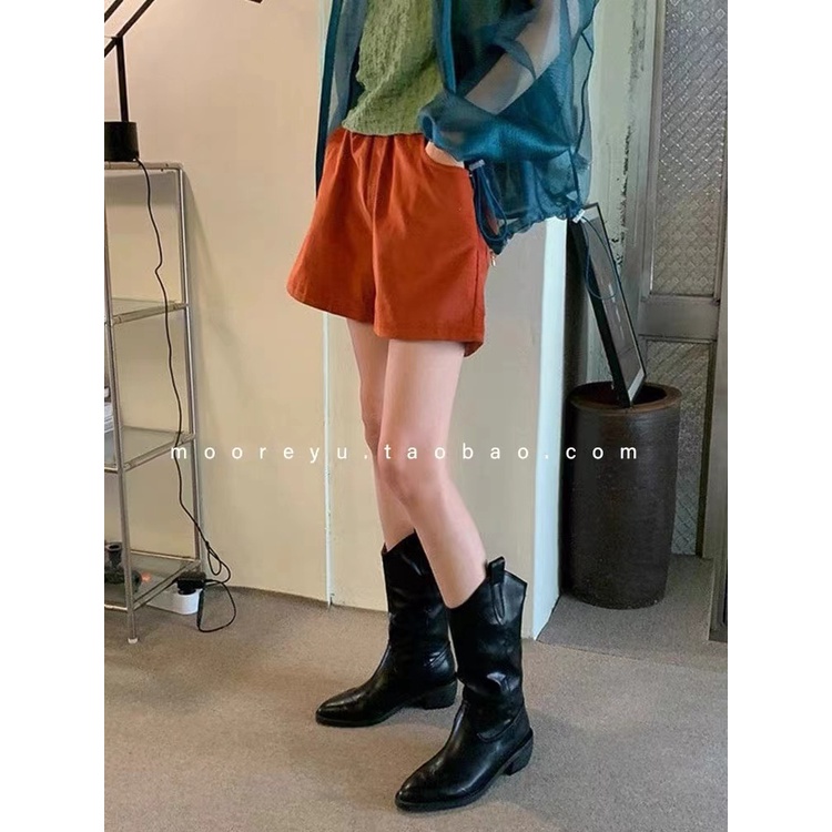 Giày Bốt Cao Bồi Bằng Da Thật Mũi Nhọn Gót Dày Vừa Vặn Phong Cách Cao Bồi Phương Tây Cho Nữ