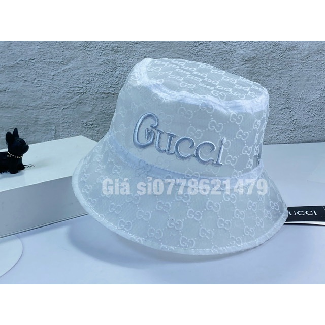 Mũ bo bucket full lưới voan [G] - [G] thêu chữ gu sì sanh chảnh thời trang nữ ( hình thật )