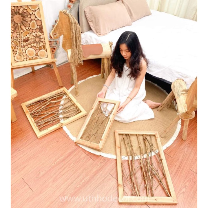 Tranh gỗ cành cây khô treo tường kích thước 50 x 50CM