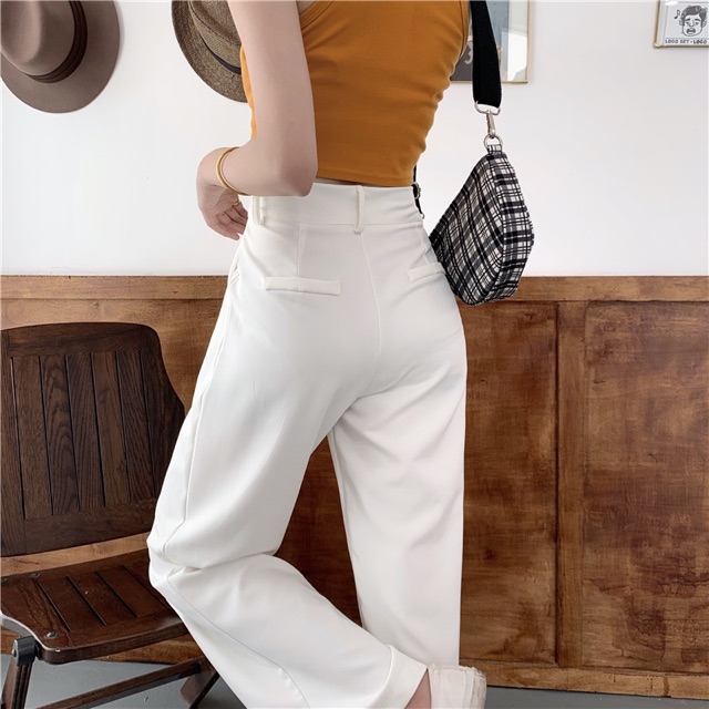 QUẦN ỐNG RỘNG LƯNG CAO CULOTTES ULZZANG / QUẦN TÂY ỐNG SUÔNG DÁNG DÀI XANH ĐỎ VÀNG HỒNG TRẮNG KEM TÍM