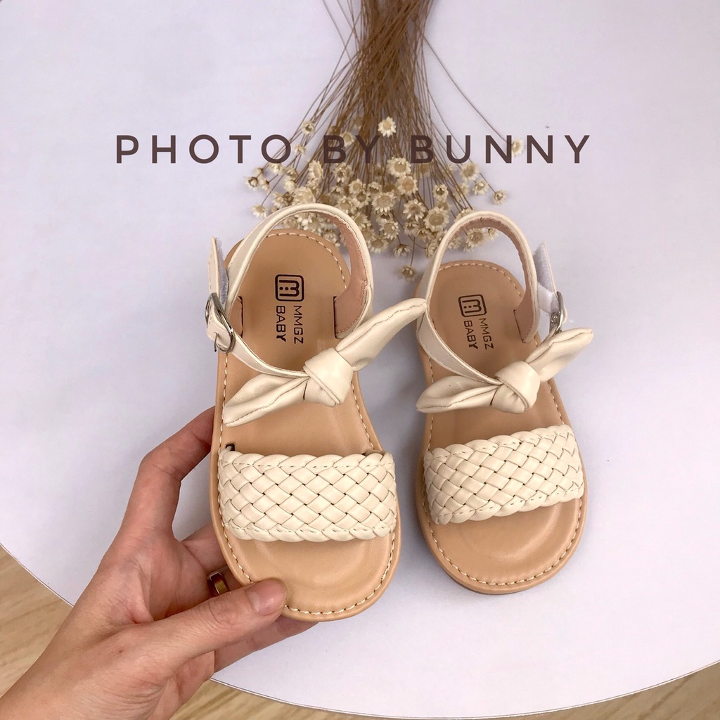 Sandal Quai Ngang Phối Quai Nơ Cực Yêu Cho Bé Gái K019