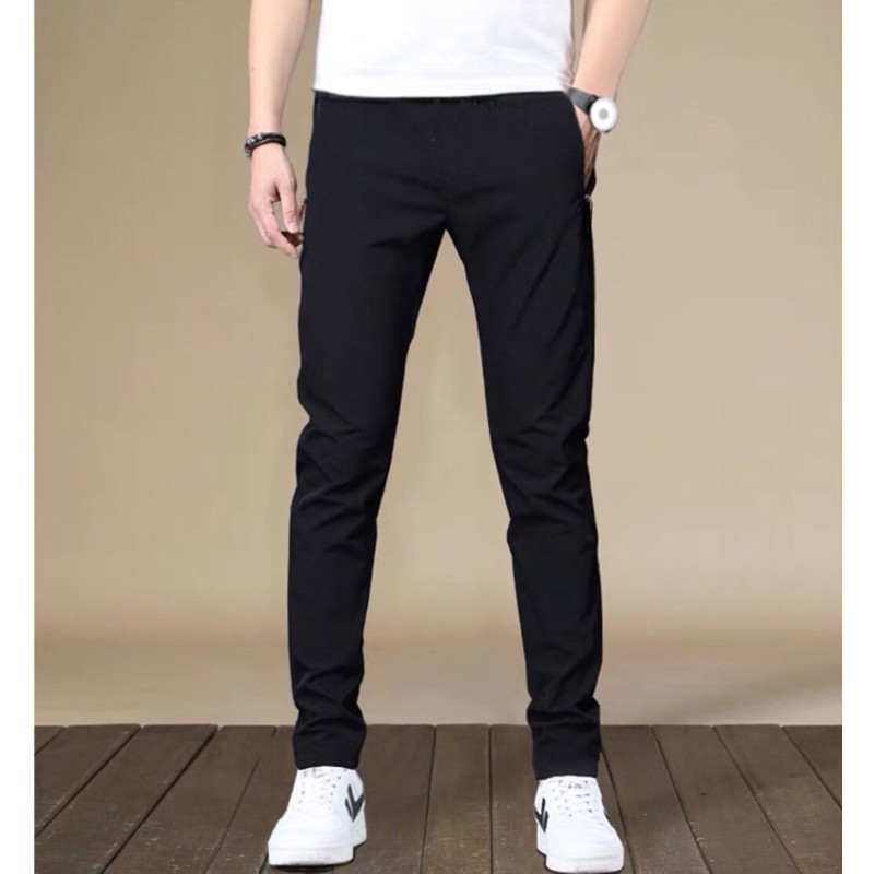 Quần jean nam đen [ Trơn & Rách gối ] ống đứng dáng slim Fit- vải jeans bò co giãn 4 chiều cao cấp