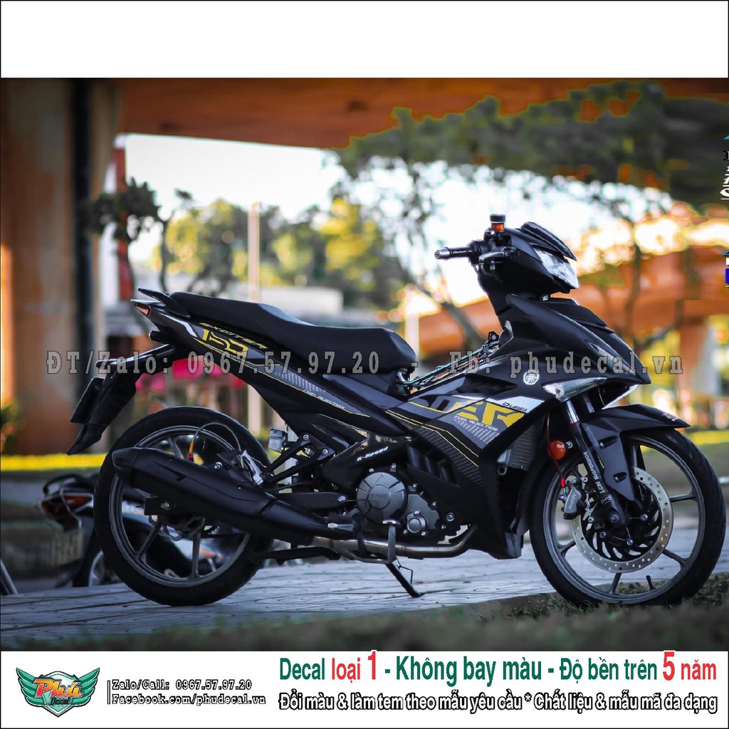 Tem rời exciter 150 đen nhám y15zr vàng (2)
