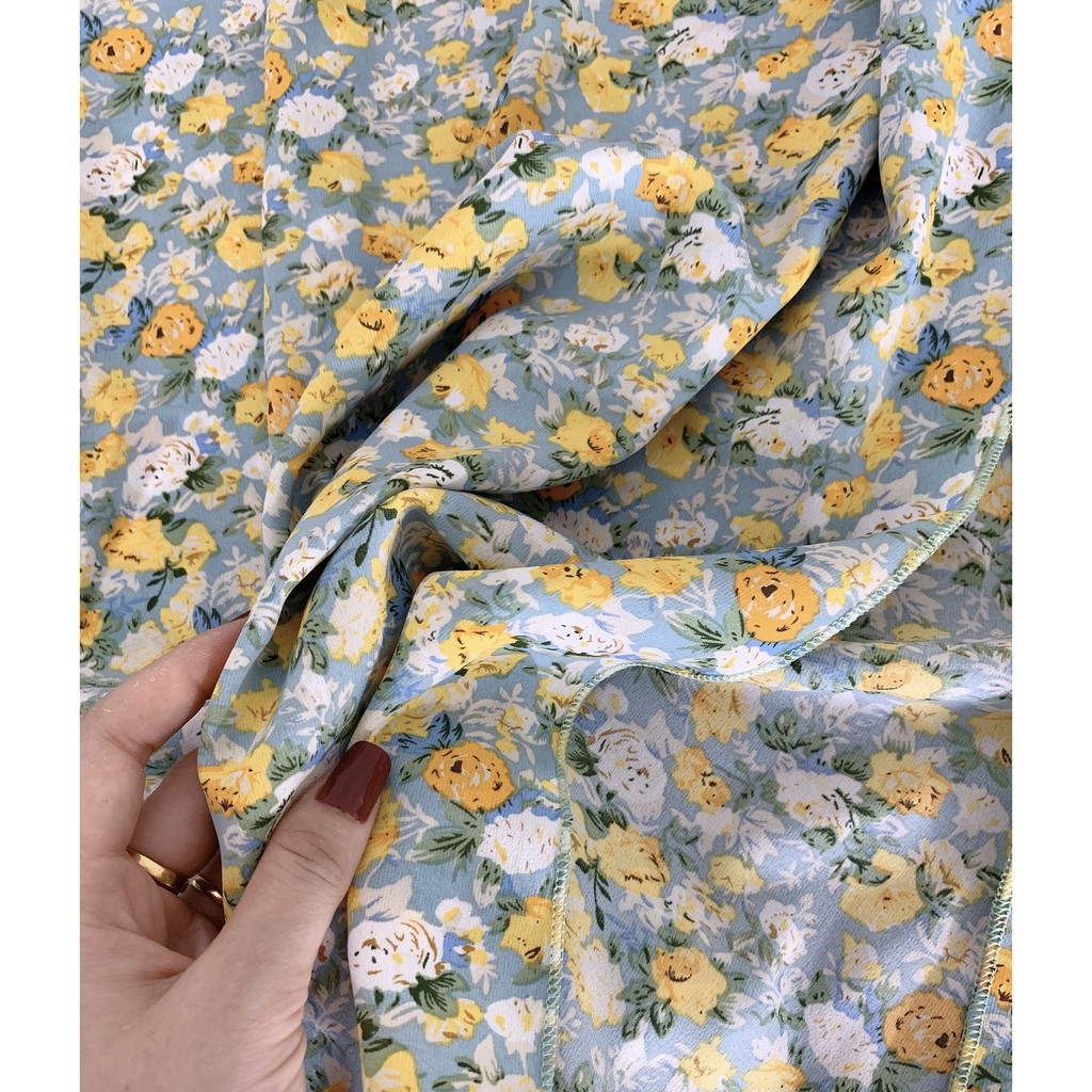 (DN) VÁY HOA ZÚM NGỰC - Váy hoa zúm ngực tay bồng xẻ vạt | BigBuy360 - bigbuy360.vn