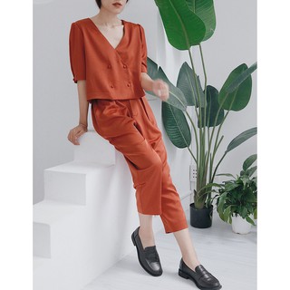 Chicka Chicka - Set Short sleeve vest croptop - Basic pants - Màu Orange