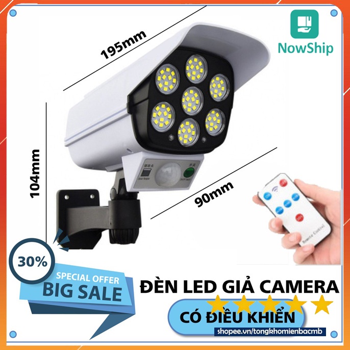 Đèn Giả Camera - năng lượng mặt trời Siêu Sáng - Tự Động Bật Tắt -  Kèm Điều Khiển Từ Xa - Chống Thấm Nước