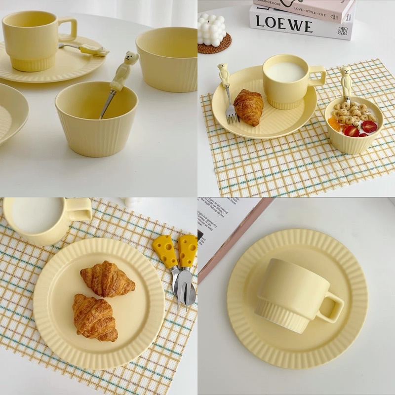 | Order | Set ly, tô dĩa màu vàng nhạt