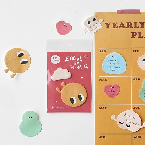 Set sticky note hoạt hình Lovers, nhiều màu pastel, cắt hình thù ngộ nghĩnh cực dễ thương - set 2 mẫu