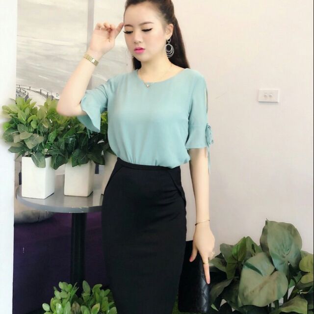 Sơ mi xanh m. Bộ m. Cvay đen s