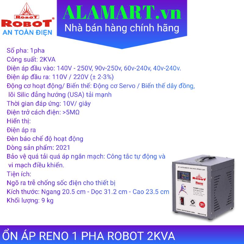 Ổn áp reno 1 pha Robot 2KVA
