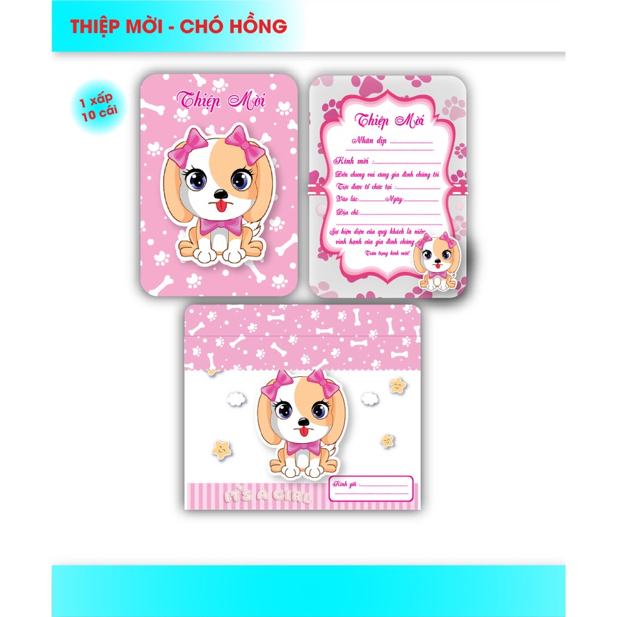 Thiệp mời sinh nhật, thôi nôi, party, set 10 cái Fubao Store