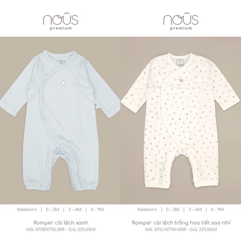 Bộ Romper Cài Lệch Xanh - Nous Premium Dòng Sản Phẩm Cao Cấp - Cho Bé Sơ Sinh Đến 6-9 Tháng Tuổi