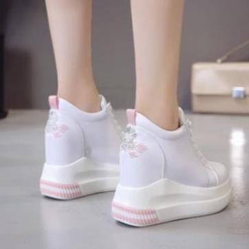 Giày đế bánh mì/Giày/Giày độn gót nữ, cao gót, tôn dáng, thêu hoa, đế dày, màu trắng _h911 | ^^