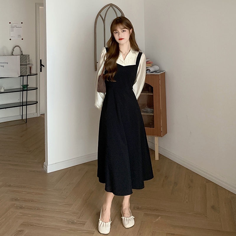 Đầm Chữ A Giả Hai Mảnh Tay Dài Phong Cách Thời Trang Pháp Hàng Mới 2022 Dành Cho Bạn Nữ