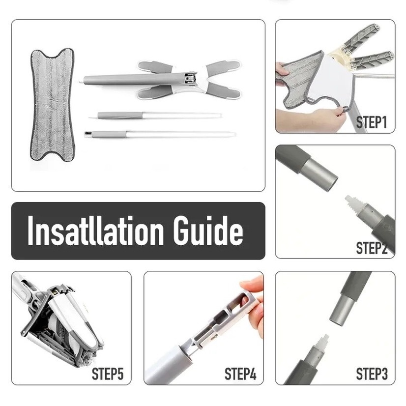 Cây lau nhà tự vắt,Cây Lau Nhà Chữ X Xoay 360 thân inox kèm  Độ Kèm 3 Cây Lau Sàn Tiện Lợi supdry