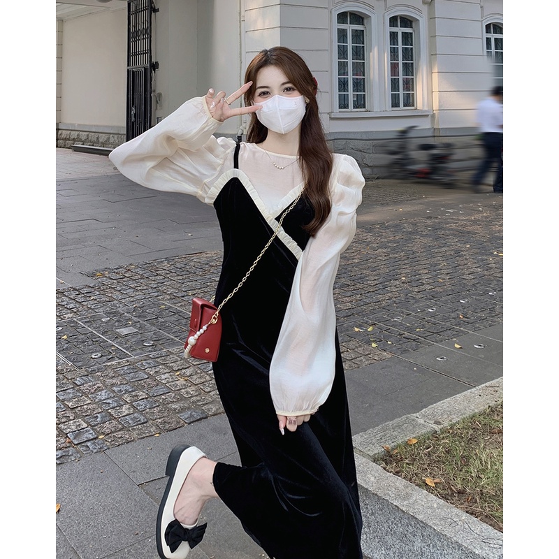 SET SƠ MI TƠ VOAN + ĐẦM NHUNG HAI DÂY THU 2022 HOT TREND - KÈM ẢNH THẬT
