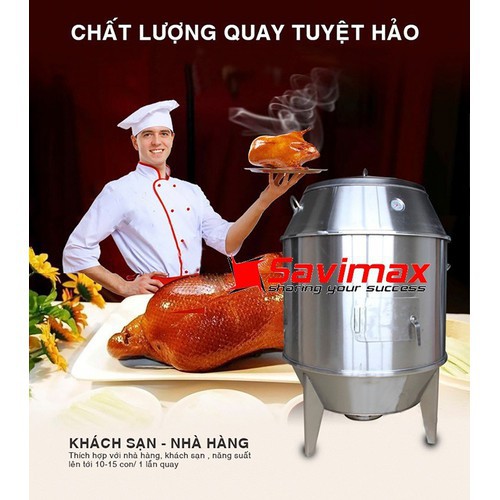 Lu nướng gà vịt, lu quay gà vịt chạy than inox 304 phi 60 - chạy than