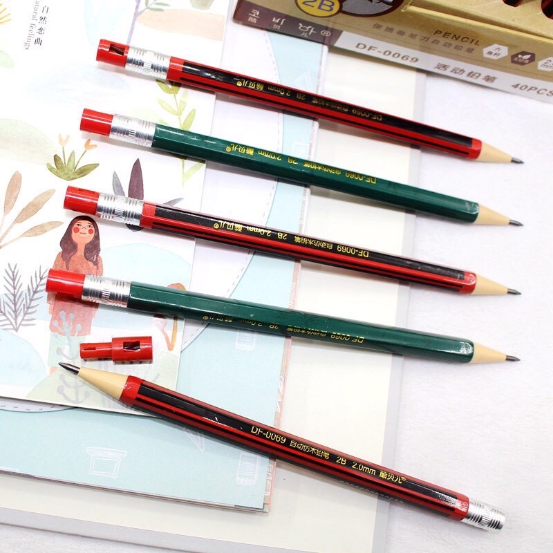 Bút chì kim bấm ngòi to kèm gọt chì ngòi 2.0mm