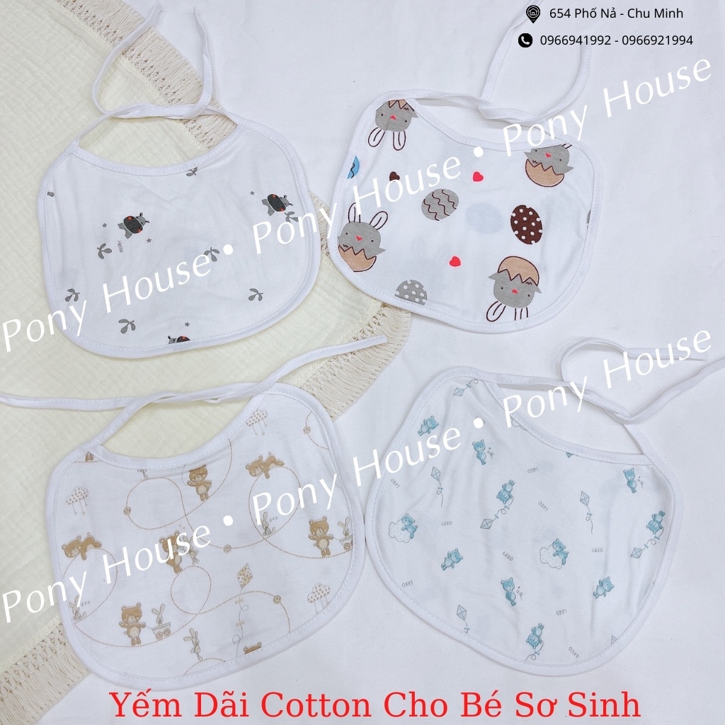 Yếm Dãi, Yếm Ăn Dặm Cotton Size Nhỏ Buộc Dây Mềm Mại, Thấm Hút Tốt Cho Bé Từ Sơ Sinh 0-1 tuổi