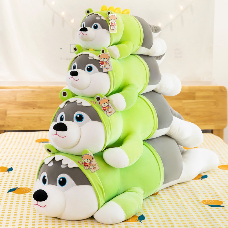 Gối Ôm Nhồi Bông Hình Chó Husky / Khủng Long Mới Dễ Thương