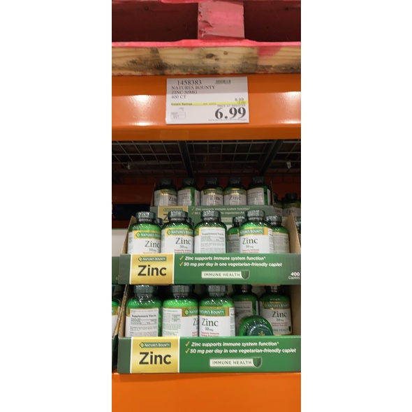 Viên uống bổ sung kẽm Nature’s Bounty Zinc 50mg 400v