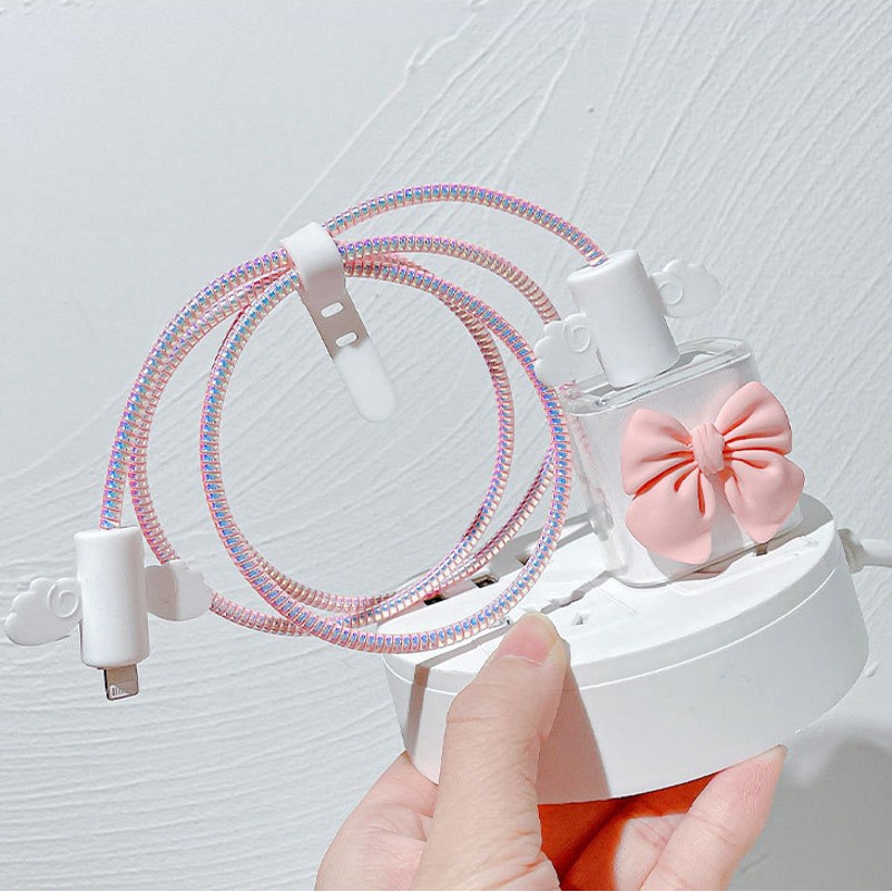 Suitable for IPhone20W/18W/5W Charging Head Protective Cover Bow Transparent Sleeve